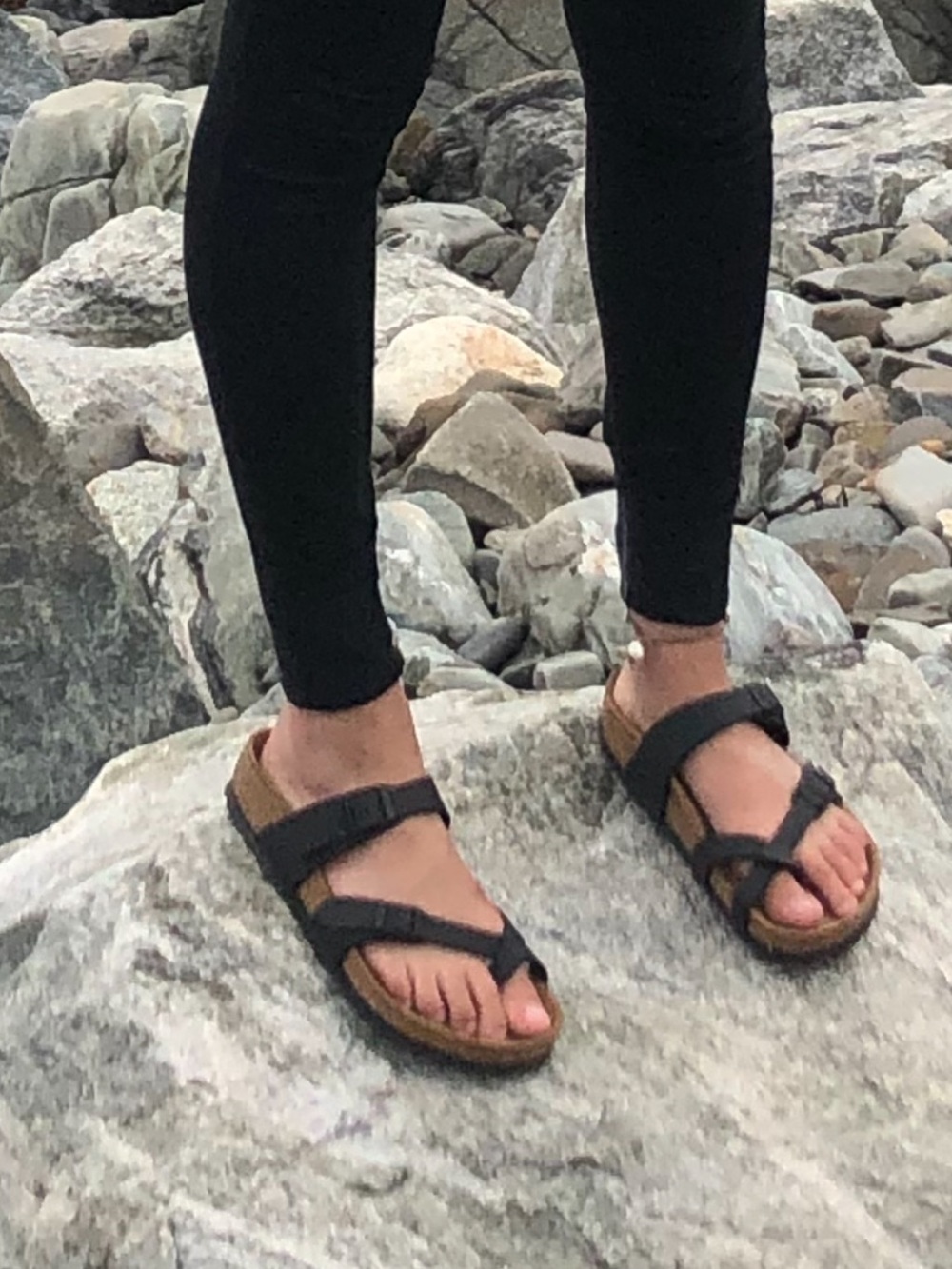 Birkenstock Black Two-Strap Toe-Loop Sandals